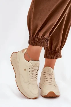 Damskie Big Star Shoes Lekkie Buty Sportowe Damskie Big Star RR274630 HI-POLY SYSTEM Beżowe