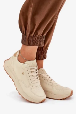 Damskie Big Star Shoes Lekkie Buty Sportowe Damskie Big Star RR274630 HI-POLY SYSTEM Beżowe