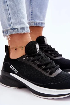 Damskie Big Star Shoes Lekkie Buty Sportowe Memory Foam System Big Star LL274327 Czarne