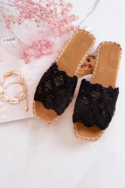 Damskie Boto Lekkie Damskie Klapki Czarne Polly