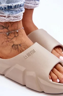 Big Star Shoes Klapki Damskie Big Star|Klapki Basenowe*Lekkie Damskie Piankowe Klapki Big Star LL274593 Beżowe Beżowy