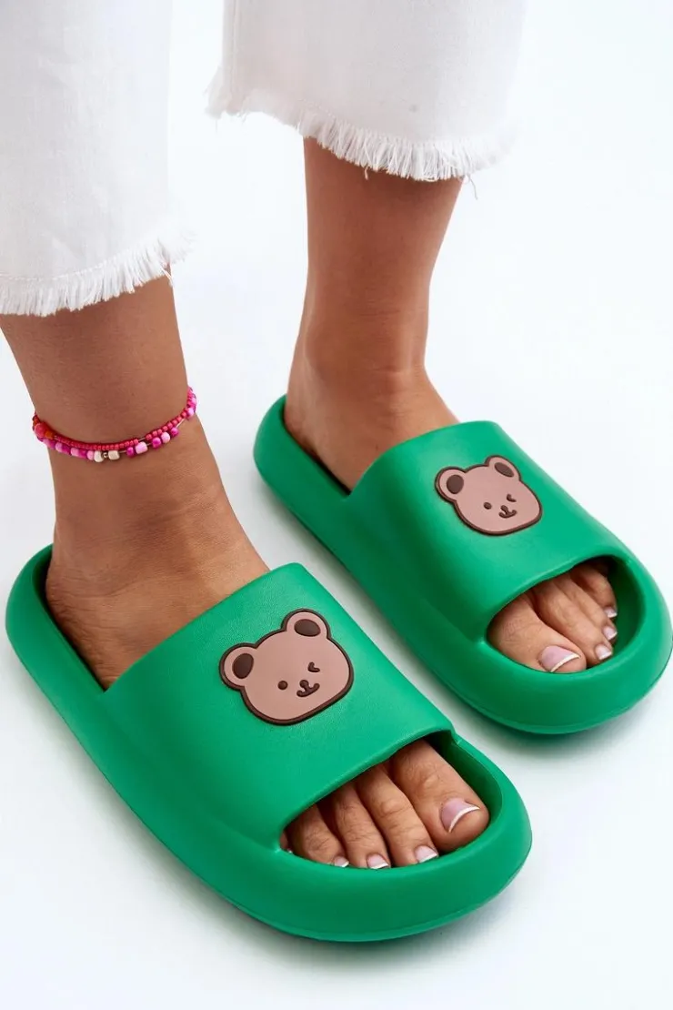 Boto Klapki Basenowe|Klapki Damskie Klasyczne*Lekkie Damskie Piankowe Klapki Z Misiem Zielone Lia