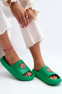 Boto Klapki Basenowe|Klapki Damskie Klasyczne*Lekkie Damskie Piankowe Klapki Z Misiem Zielone Lia