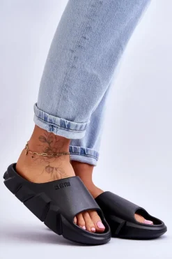 Damskie Big Star Shoes Lekkie Damskie Piankowe Klapki Big Star LL274594 Czarne