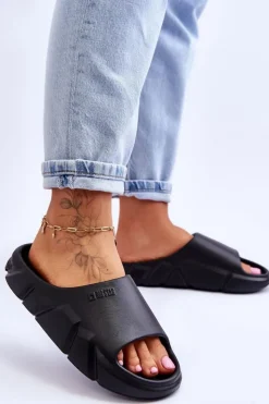 Damskie Big Star Shoes Lekkie Damskie Piankowe Klapki Big Star LL274594 Czarne