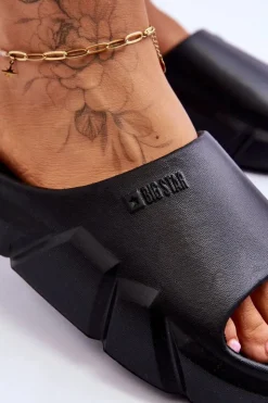 Damskie Big Star Shoes Lekkie Damskie Piankowe Klapki Big Star LL274594 Czarne