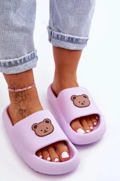 Damskie Boto Lekkie Damskie Piankowe Klapki Z Misiem Fioletowe Lia