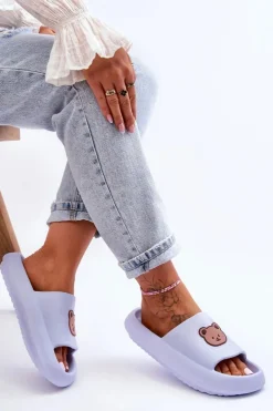 Boto Klapki Basenowe|Klapki Damskie Klasyczne*Lekkie Damskie Piankowe Klapki Z Misiem Niebieskie Lia