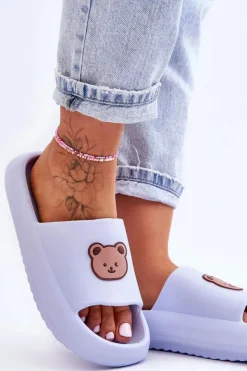 Boto Klapki Basenowe|Klapki Damskie Klasyczne*Lekkie Damskie Piankowe Klapki Z Misiem Niebieskie Lia