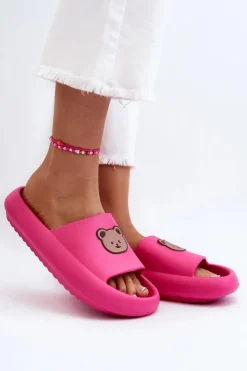 Boto Klapki Basenowe|Klapki Damskie Klasyczne*Lekkie Damskie Piankowe Klapki Z Misiem Fuksja Lia