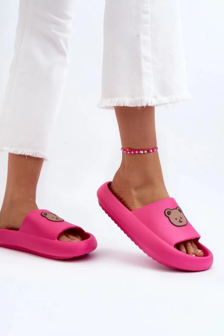 Boto Klapki Basenowe|Klapki Damskie Klasyczne*Lekkie Damskie Piankowe Klapki Z Misiem Fuksja Lia