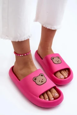 Boto Klapki Basenowe|Klapki Damskie Klasyczne*Lekkie Damskie Piankowe Klapki Z Misiem Fuksja Lia