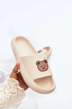 Damskie Boto Lekkie Damskie Piankowe Klapki Z Misiem Jasnobeżowe Lia