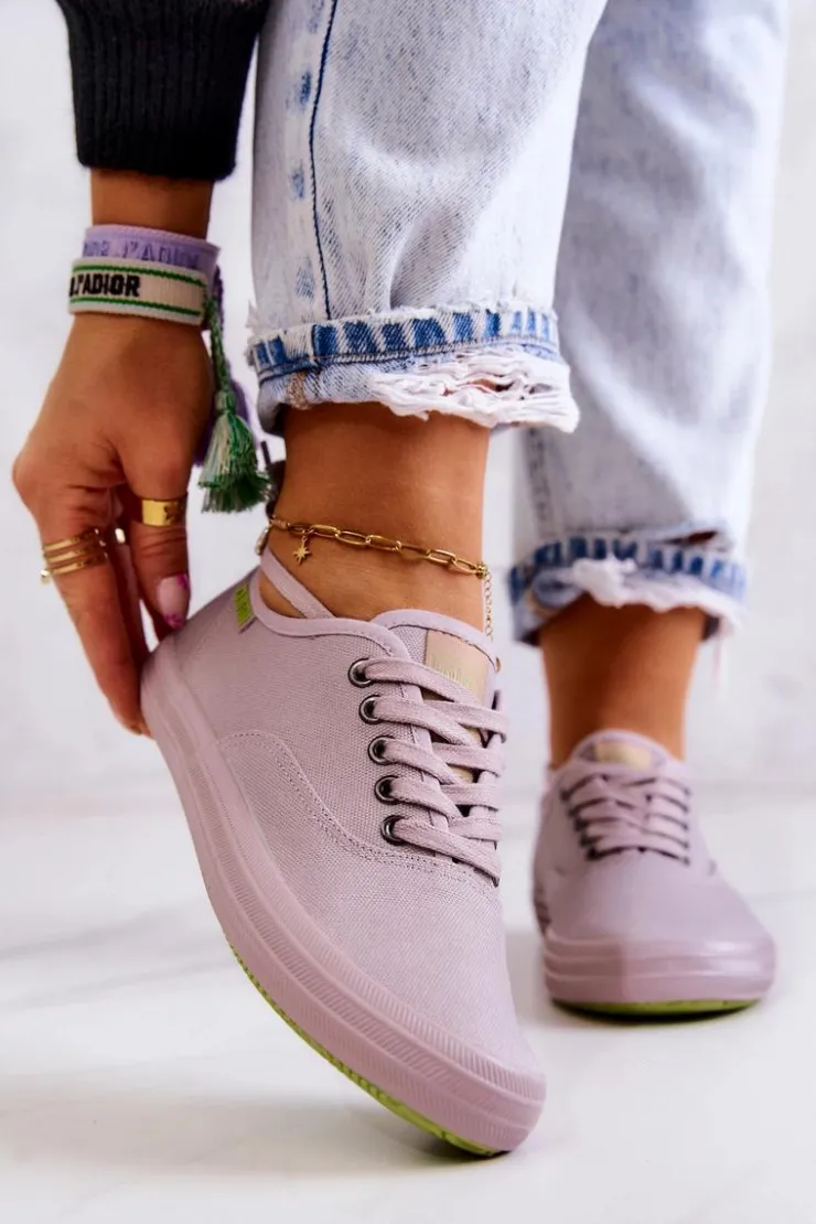 Damskie Big Star Shoes Lekkie Damskie Tenisówki Big Star JJ274264 Szare