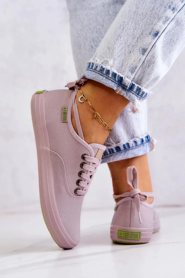 Damskie Big Star Shoes Lekkie Damskie Tenisówki Big Star JJ274264 Szare