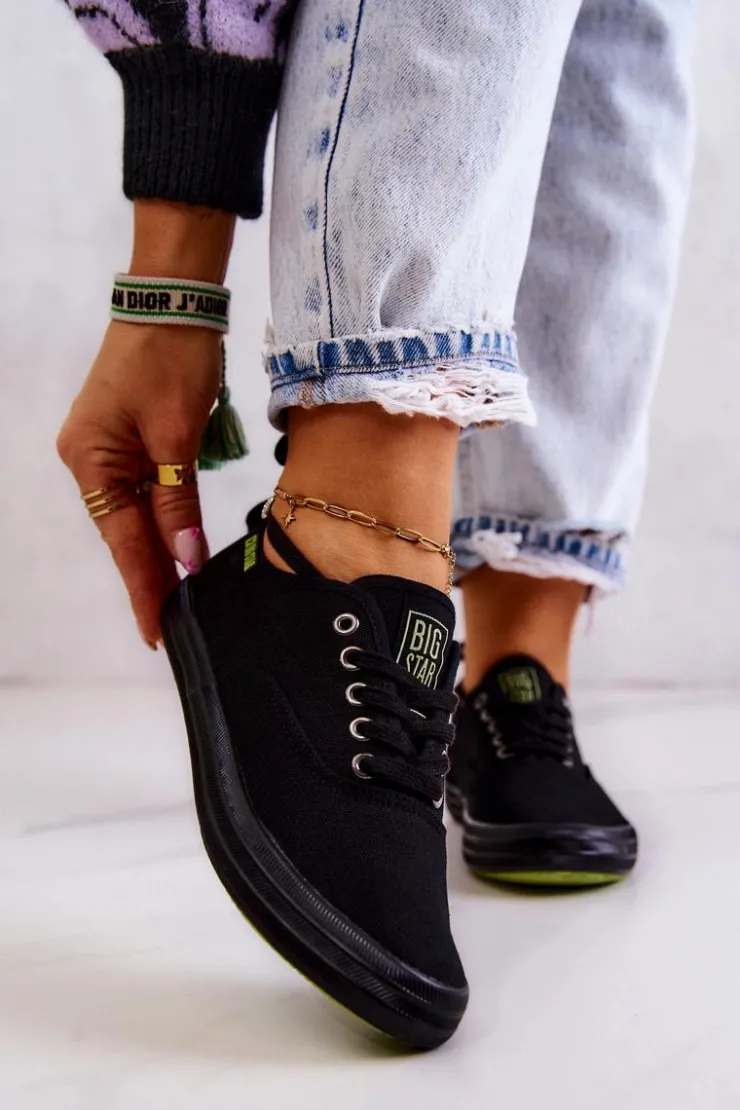 Damskie Big Star Shoes Lekkie Damskie Tenisówki Big Star JJ274261 Czarne