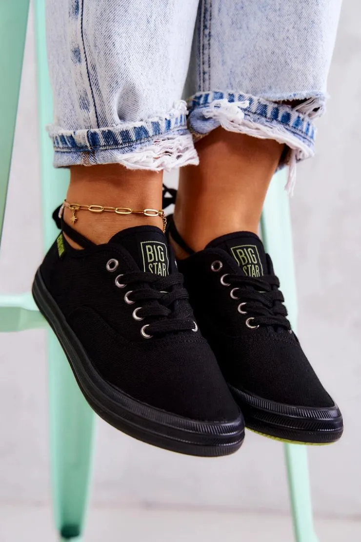 Damskie Big Star Shoes Lekkie Damskie Tenisówki Big Star JJ274261 Czarne