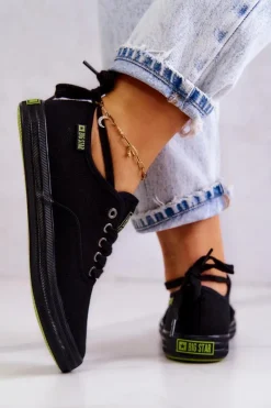 Damskie Big Star Shoes Lekkie Damskie Tenisówki Big Star JJ274261 Czarne