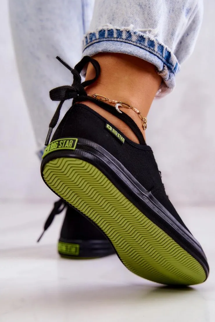 Damskie Big Star Shoes Lekkie Damskie Tenisówki Big Star JJ274261 Czarne