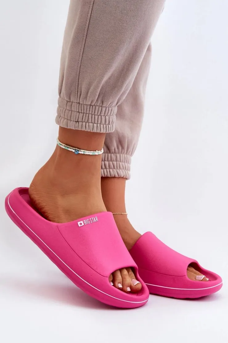 Big Star Shoes Klapki Damskie Big Star|Klapki Basenowe*Lekkie Klapki Damskie Big Star NN274A041 Fuksja Różowy