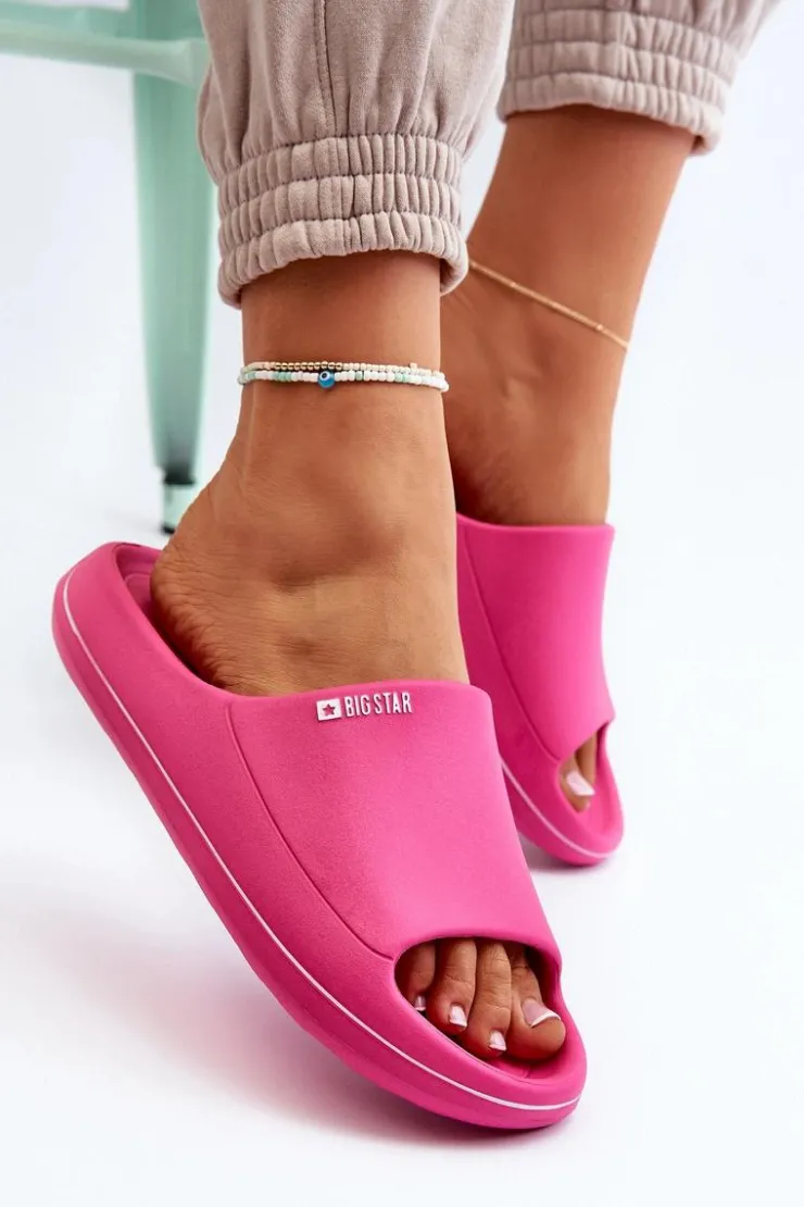 Big Star Shoes Klapki Damskie Big Star|Klapki Basenowe*Lekkie Klapki Damskie Big Star NN274A041 Fuksja Różowy
