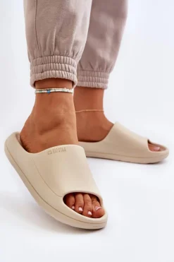 Big Star Shoes Klapki Damskie Big Star|Klapki Basenowe*Lekkie Klapki Damskie Big Star NN274A040 Beżowe Beżowy