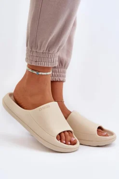 Big Star Shoes Klapki Damskie Big Star|Klapki Basenowe*Lekkie Klapki Damskie Big Star NN274A040 Beżowe Beżowy