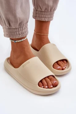 Big Star Shoes Klapki Damskie Big Star|Klapki Basenowe*Lekkie Klapki Damskie Big Star NN274A040 Beżowe Beżowy