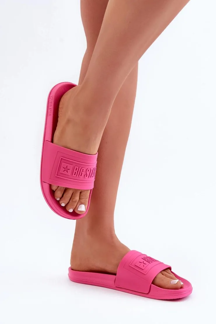 Big Star Shoes Klapki Damskie Big Star|Klapki Damskie Klasyczne*Lekkie Klapki Damskie Big Star OO274037 Fuksja Różowy