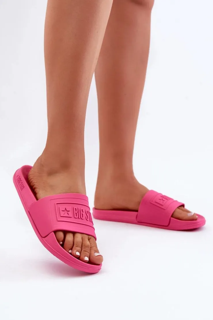 Big Star Shoes Klapki Damskie Big Star|Klapki Damskie Klasyczne*Lekkie Klapki Damskie Big Star OO274037 Fuksja Różowy