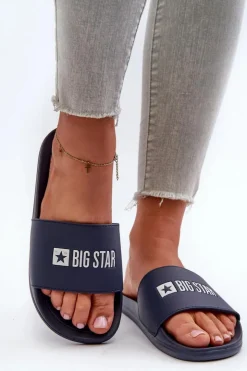 Best Big Star Shoes Lekkie Klapki Damskie Big Star NN274A658 Granatowe