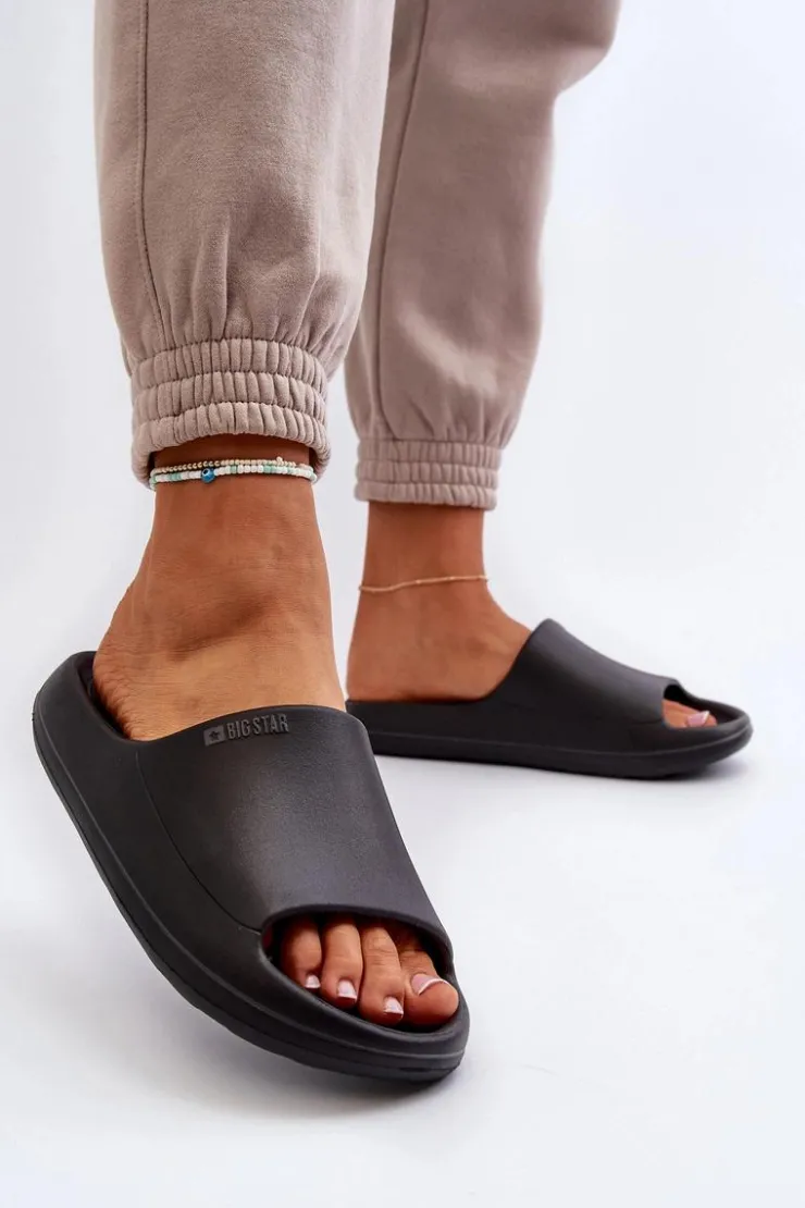 New Big Star Shoes Lekkie Klapki Damskie Big Star NN274A042 Czarne Czarny