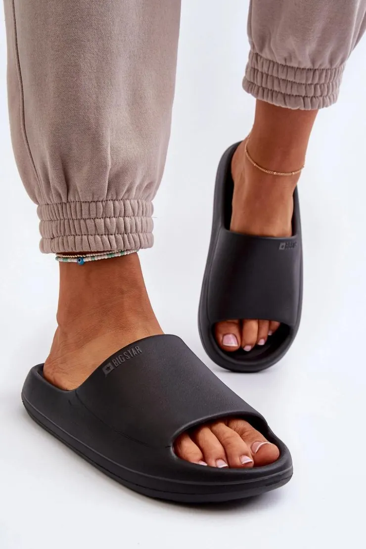 New Big Star Shoes Lekkie Klapki Damskie Big Star NN274A042 Czarne Czarny