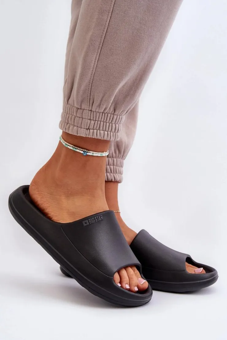 New Big Star Shoes Lekkie Klapki Damskie Big Star NN274A042 Czarne Czarny