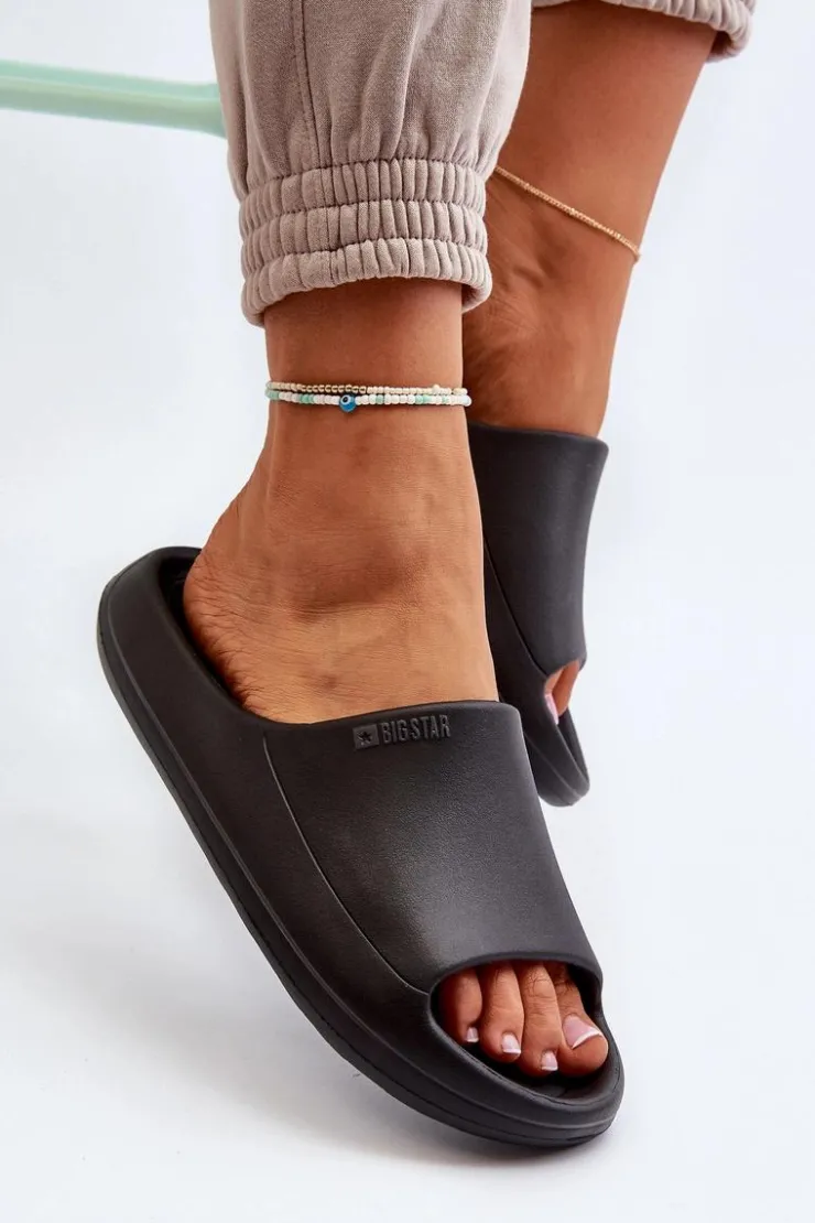 New Big Star Shoes Lekkie Klapki Damskie Big Star NN274A042 Czarne Czarny