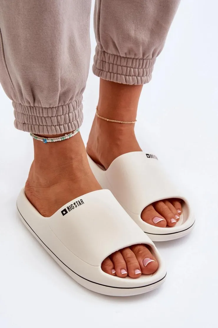Big Star Shoes Klapki Damskie Big Star|Klapki Basenowe*Lekkie Klapki Damskie Big Star NN274A043 Białe Biały