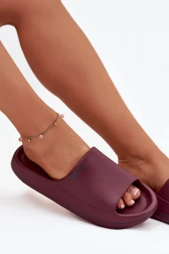 Damskie Big Star Shoes Lekkie Klapki Damskie Big Star SS274422 Bordowe