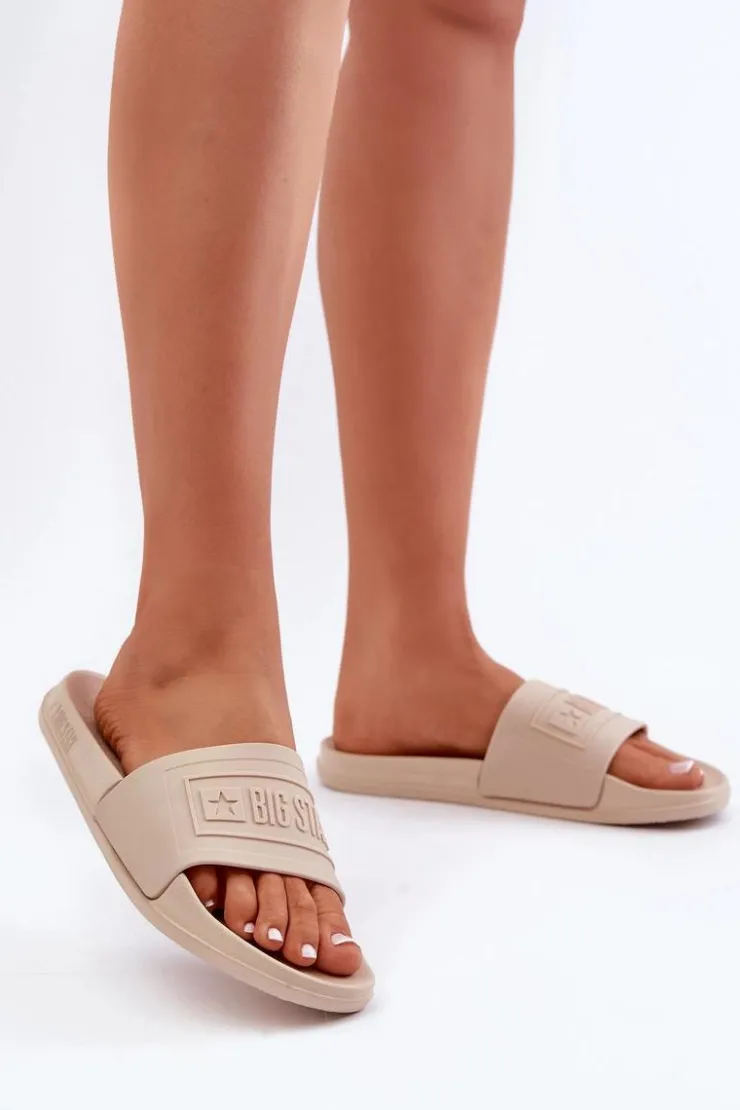 Damskie Big Star Shoes Lekkie Klapki Damskie Big Star OO274035 Beżowe