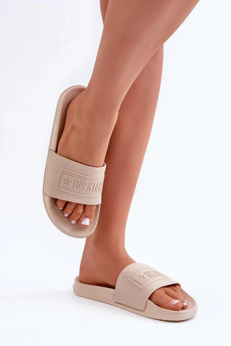 Damskie Big Star Shoes Lekkie Klapki Damskie Big Star OO274035 Beżowe