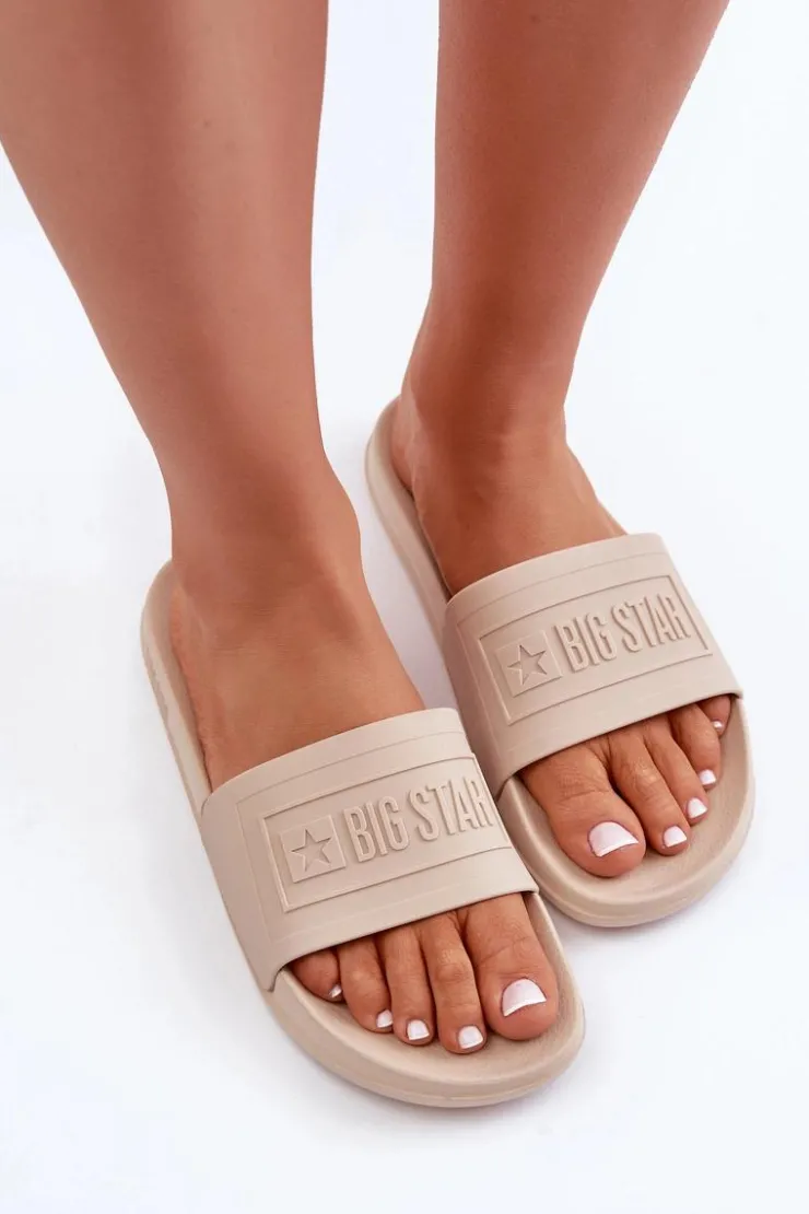 Damskie Big Star Shoes Lekkie Klapki Damskie Big Star OO274035 Beżowe