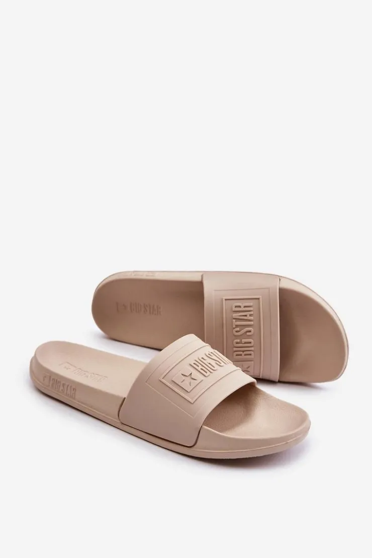 Damskie Big Star Shoes Lekkie Klapki Damskie Big Star OO274035 Beżowe