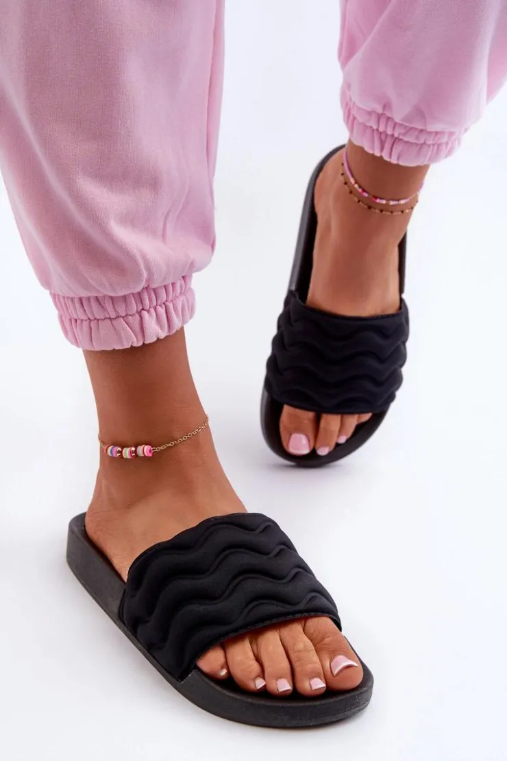 Damskie Evento Lekkie Klapki Damskie Na Basen Czarne Beliordia