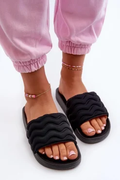 Damskie Evento Lekkie Klapki Damskie Na Basen Czarne Beliordia