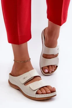 Evento Klapki Damskie Klasyczne*Lekkie Klapki Damskie Z Eko Skóry Srebrne Frellia