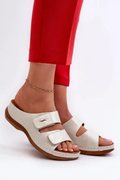 Evento Klapki Damskie Klasyczne*Lekkie Klapki Damskie Z Eko Skóry Srebrne Frellia