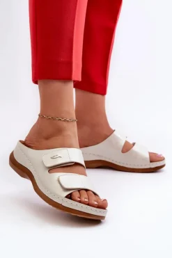 Evento Klapki Damskie Klasyczne*Lekkie Klapki Damskie Z Eko Skóry Srebrne Frellia