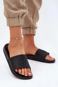 Evento Klapki Basenowe|Klapki Na Platformie*Lekkie Klapki Damskie Z Ozdobnym Tłoczeniem Czarne Isarisa