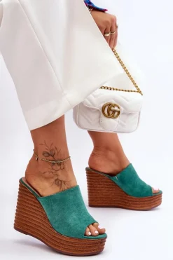 Clearance Boto Lekkie Klapki Na Masywnej Platformie Zielone Good Vibe