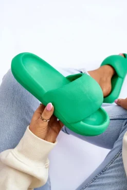 Clearance Boto Lekkie Piankowe Damskie Klapki Na Platformie Zielone Milton Zielony