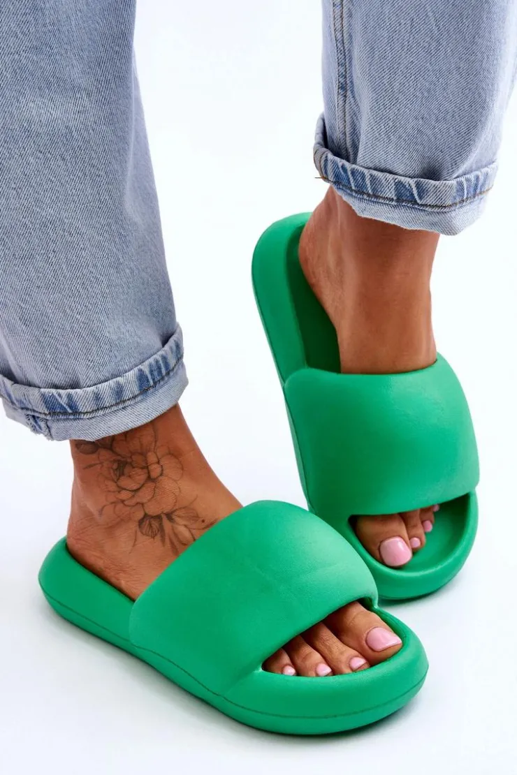 Clearance Boto Lekkie Piankowe Damskie Klapki Na Platformie Zielone Milton Zielony